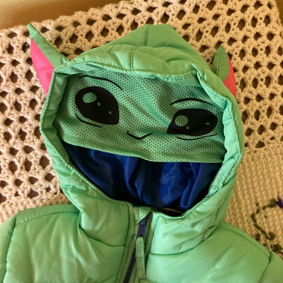 NWT The Mandalorian Green & Blue the Child Hooded Puffer Jacket- Toddler - Picture 5 of 11